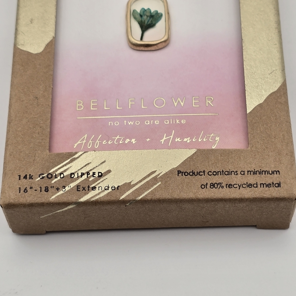Bellissima 14K Gold Dipped Bellflower Multi Strand Pressed Flower Necklace - Picture 4 of 6